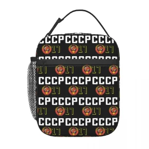 USSR Hammer And Sickle CCCP Russian Soviet Flag Insulated Lunch Bag Women Children Portable Food Boxes Thermal Lunch Box Tote