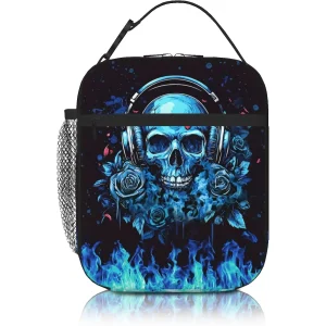 Skull Lunch Bag for Boys Girls Insulated Skull Lunch Box for Woman Man Kids Teen Reusable Lunchbox for School Work Office Travel